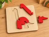 Brachiosaurus 3-Piece Wooden Puzzle on a table