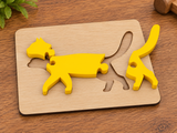 Cat 3-Piece Wooden Puzzle on wood surface