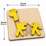 Giraffe 3-Piece Wooden Puzzle with dimensions 22x22 cm