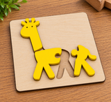 Giraffe 3-Piece Wooden Puzzle on a table