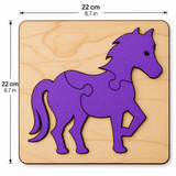 Horse 3-Piece Wooden Puzzle with dimensions 22x22 cm