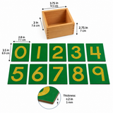 Box with Montessori sandpaper numbers from 0 to 9