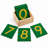 Box with Montessori sandpaper numbers from 0 to 9