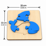 Whale 3-Piece Wooden Puzzle with dimensions 22x22 cm