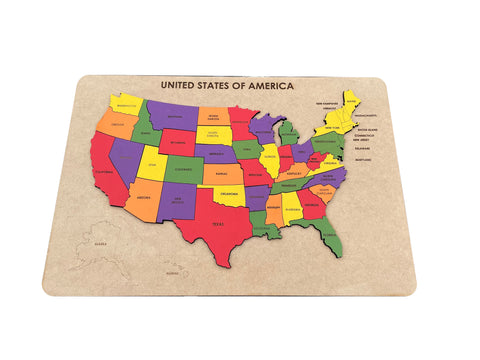 United states wooden puzzle map