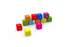 Set of 12 wooden cubes with the alphabet