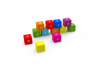 Set of 12 wooden cubes with the alphabet