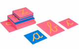 Montessori Lowercase Cursive Sandpaper Letters with Wooden Storage Box