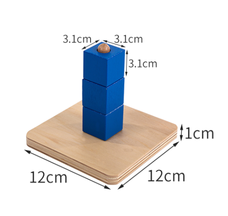 Vertical rod threading 3 cubes