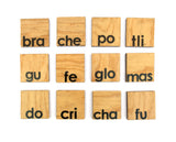 Set of 200 magnetic cards with syllables and abc