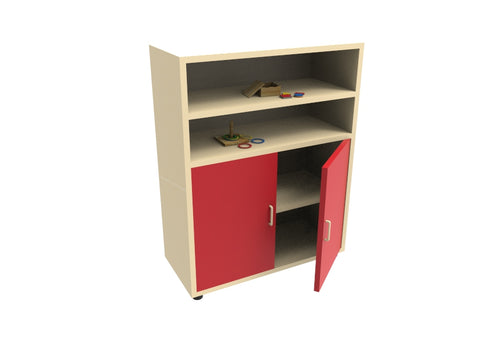 Wardrobe with wooden shelves