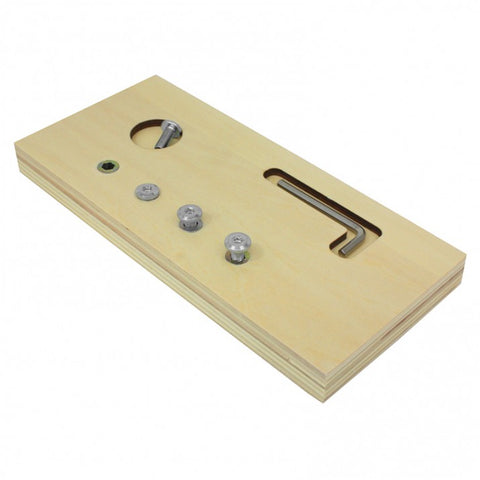 Wooden base with Allen keys and Montessori screws