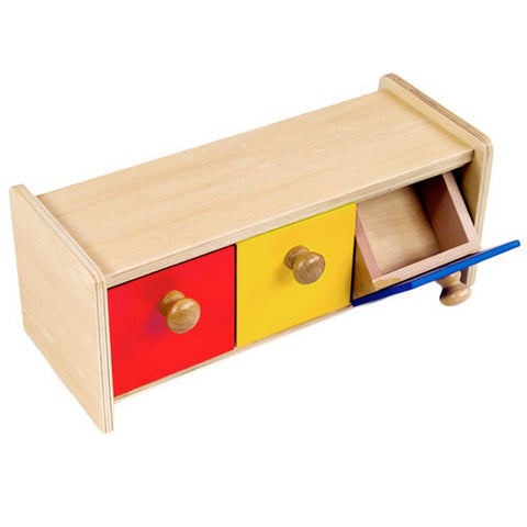 Storage box with 3 tilting drawers