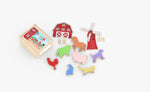 Set of Colorful, Chunky Wooden Toys Representing a Farm Scene
